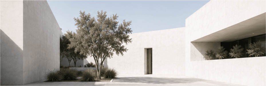 Contemporary courtyard architecture designed around shade and landscape