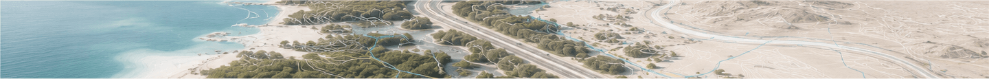 Coastal landscape and infrastructure represented with GIS overlays