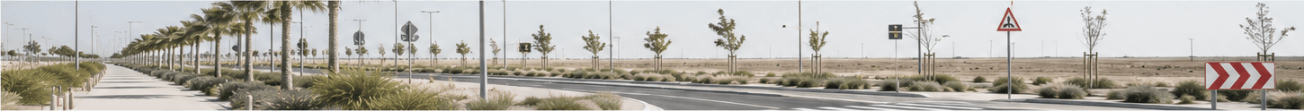 Landscaped pedestrian and road infrastructure